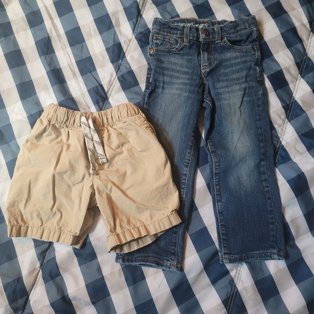 Blue Jeans and Beige Shorts Combo